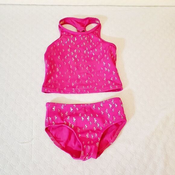 Land's End Seahorse Hot Pink Swim Set Size 2T - Picture 2 of 10